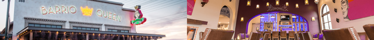 Image of a Barrio Queen exterior next to an image of a barrio queen exterior